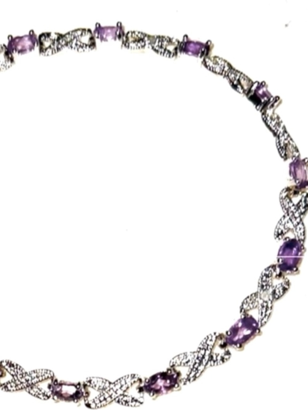 NWT VINTAGE AMETHYST STERILNG SILVER link TENNIS BRACELET NEW WITH TAGS
